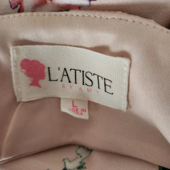 L’atiste Pink Floral Cut Out Dress Juniors Size L - Picture 3 of 3